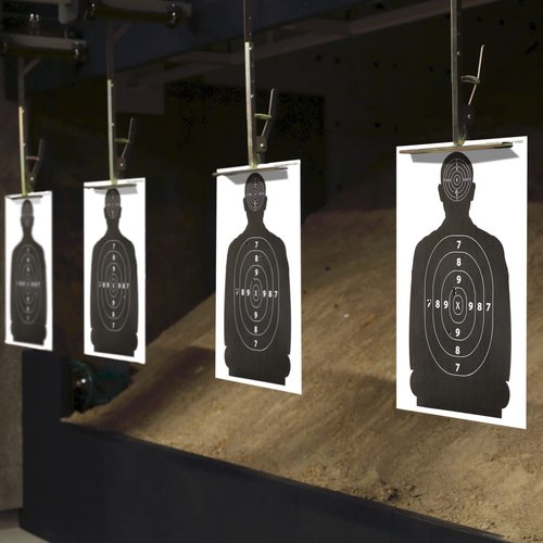 Maplefield 50 Pack Bulk Paper Shooting Targets for Range Practice, Silhouette-Style Design for Training with Airsoft, BB, Pellet Guns and More (17 x 25 Inches)
