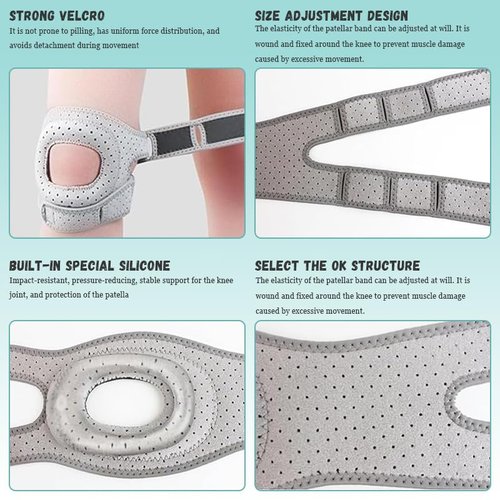 Wellknee Knee Brace, Adjustable Patellar Tendon Support Sleeves, Wellnee Patellar Pad Realign Knee Joint While You Move, For Meniscus, Osteoarthritis, Orthopedic, Knee Support for Athletes(1PCS)