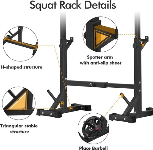 BangTong&Li Squat Rack Stand,Barbell Rack,Bench Press Rack Stand Home Gym Adjustable Weight Rack 550Lbs (Black)