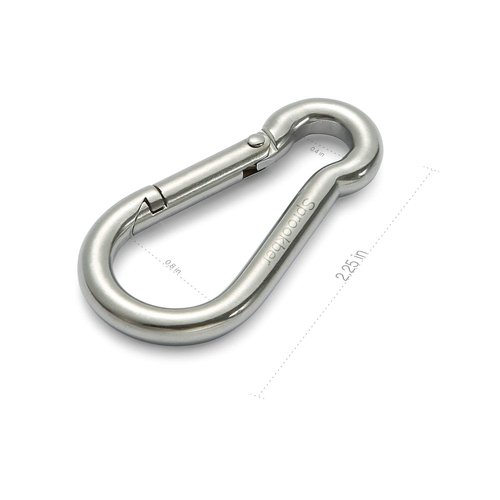 sprookber Stainless Steel Carabiner Spring Snap Hook - 304 Stainless Steel Heavy Duty Clips, Set of 4 (2.25 Inch)