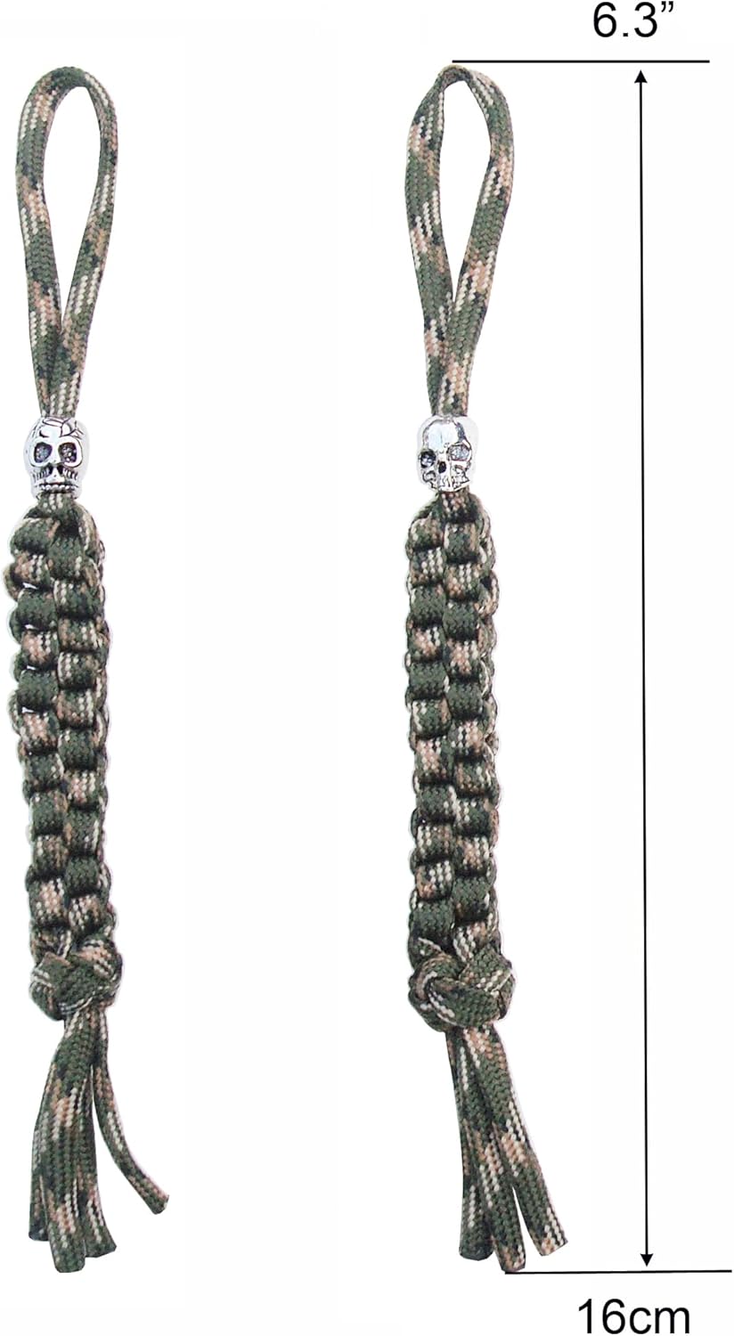 2 pcs Paracord Braided Knife Lanyards with Beads,EDC Tactical Lanyard for Knife,Replacement Line for Outdoor Survival, Camping Cord