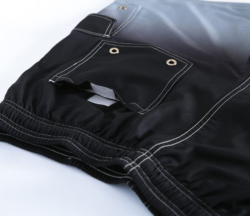 ELETOP Men's Swim Trunks Quick Dry Bathing Suit Swimming Board Shorts Mesh Lining Beach Swimwear Cargo Gradient Black XL