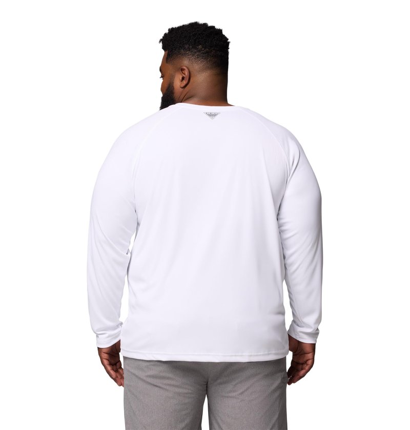 Columbia Men's PFG Terminal Tackle Long Sleeve Fishing Shirt, White/Nightshade Logo, 5X