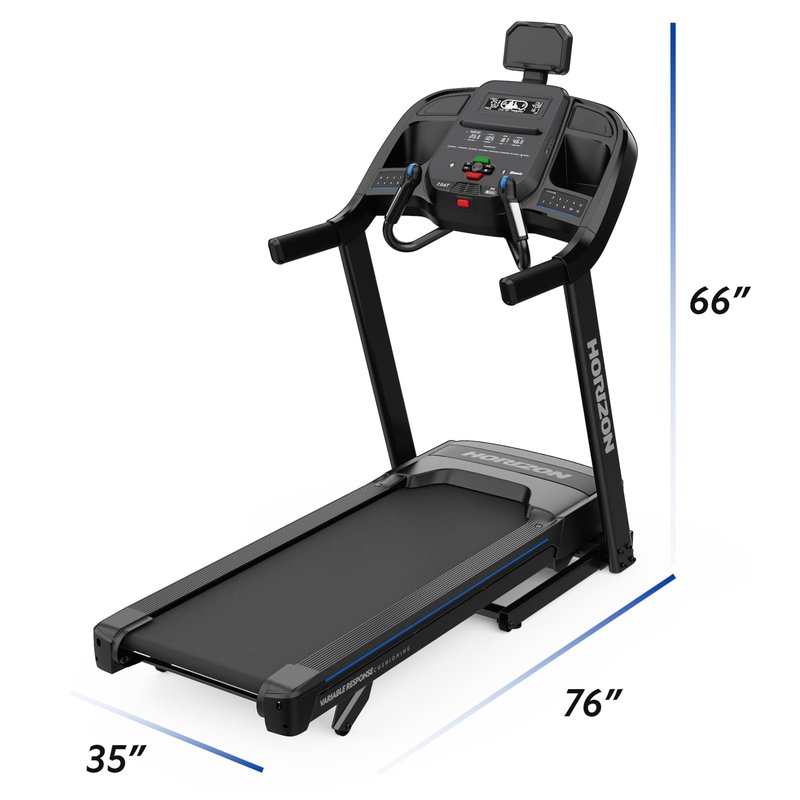 Horizon Fitness 7.0AT Treadmill, Black, Heavy Duty, LCD Display, Built-in Speakers, Heart Rate Monitor, USB Charging Port, Wheeled