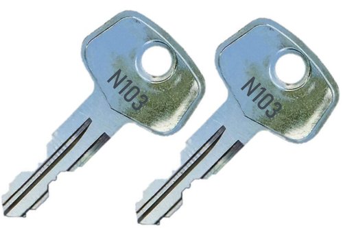 2 Thule N103 Replacement Keys - Roof Racks, Rails, Cargo Box, Carriers, Crossbars, Haulers, Bags (Codes N001-N250 or N001R-N250R) Better Than OEM!