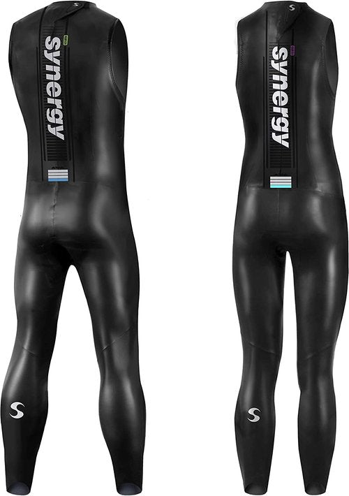 Synergy Triathlon Wetsuit 3/2mm - Volution Sleeveless Long John Smoothskin Neoprene for Open Water Swimming Ironman & USAT Approved (Men, Men's M1)