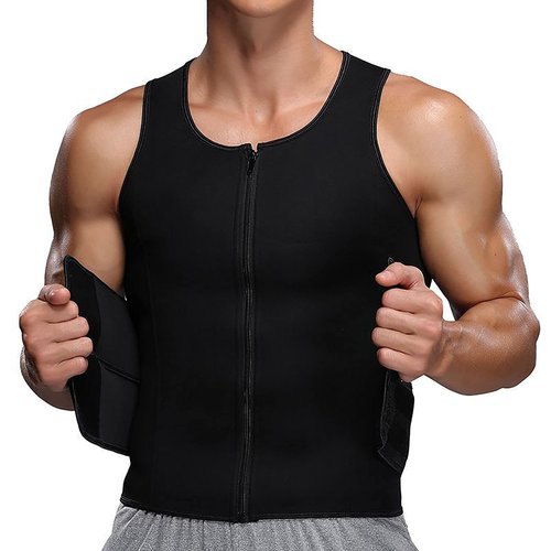 Sauna Vest Men Slimming Girdles Men Neoprene Compression Slimming Vest Sweating With Zipper For Sports Fitness(Large)