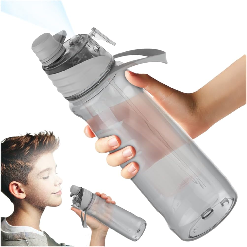 22OZ Misting Water Bottle, 2-in-1 Mist and Sip Water Bottles, Mist Water Bottle for Drinking, Great for Hiking/Running/Outdoor Activity, BPA-Free & Leakproof, Blue