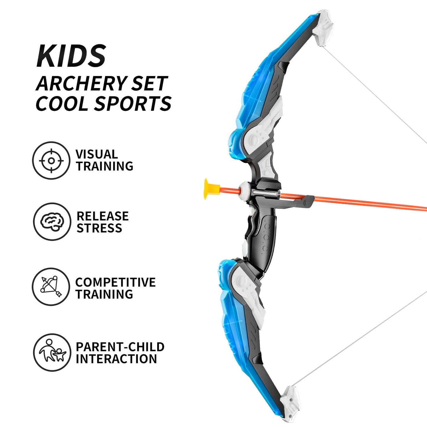 2 Pack Set Bow and Arrow Archery Toy for Kids, LED Light Up with 20 Suction Cup Arrows Target & Quiver, Outdoor Toys Kids Boys Girls Ages 3-12 Years Old