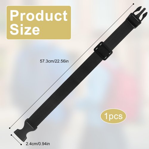 LUSTRIB 1PCS Black Belt Adjustable Strap, Backpack Waist Strap Sternum/Chest Harness Secures Chest Belt with Snap Buckles for Fabric Backpack Straps, Adjustable Backpacking Straps Replacement