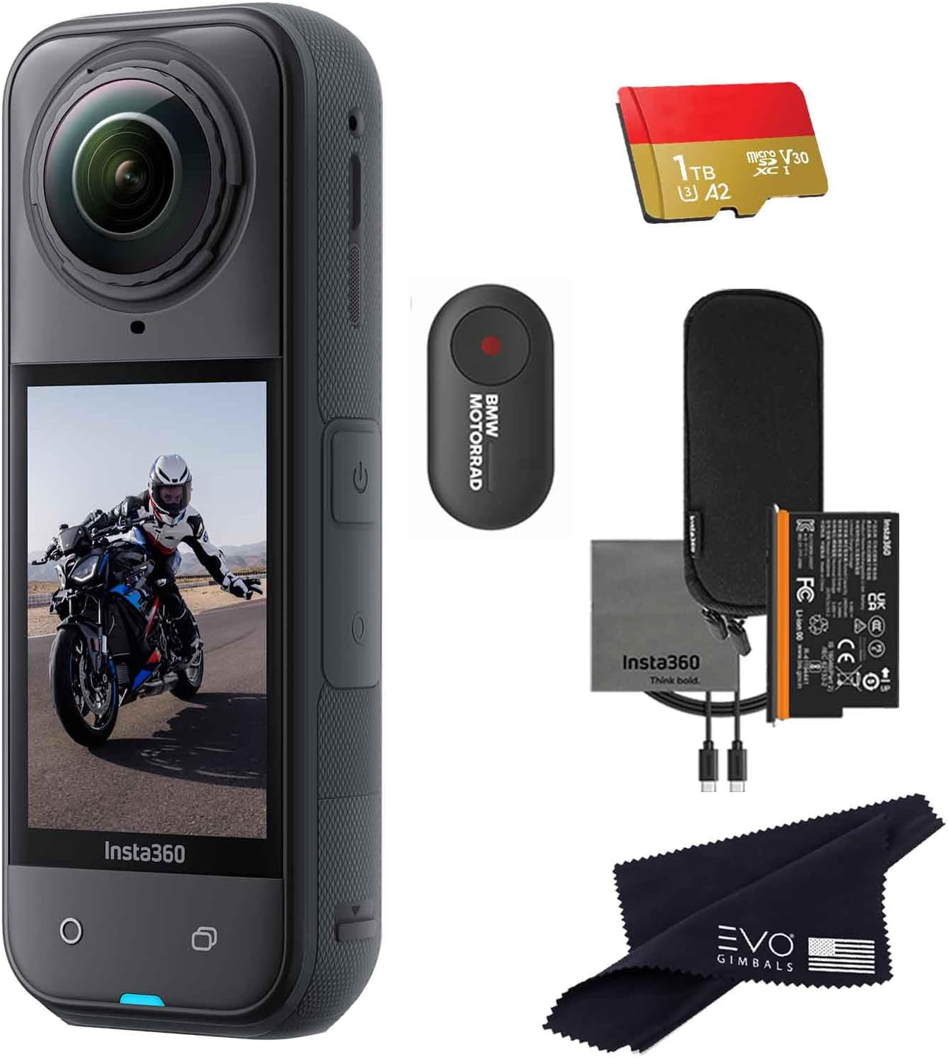 Insta360 X5 - Waterproof 360 Action Camera with 1/1.28" Sensors, 8K 360 HDR Video, 72MP Photo, 4K60fps Single-Lens, Enhanced Low Light Performance, User-Replaceable Upgraded Lenses, 2.5" Touchscreen