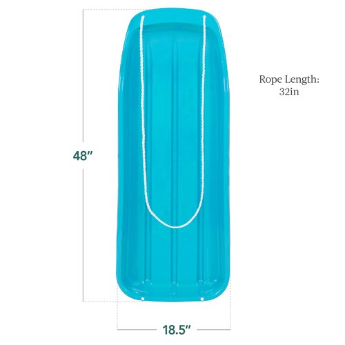 Best Choice Products 48in Kids Plastic Toboggan Snow Sled w/Pull Rope - Ice Blue