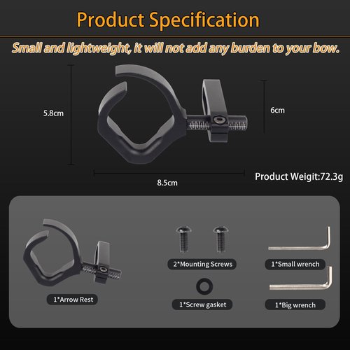 SPG Aluminum Bowfishing Arrow Rest - Anodized and Durable - Adjustable Semi-Open Bow Fishing Arrow Rest Left and Right Hand Use for Compound Recurve Bow Fishing Accessories