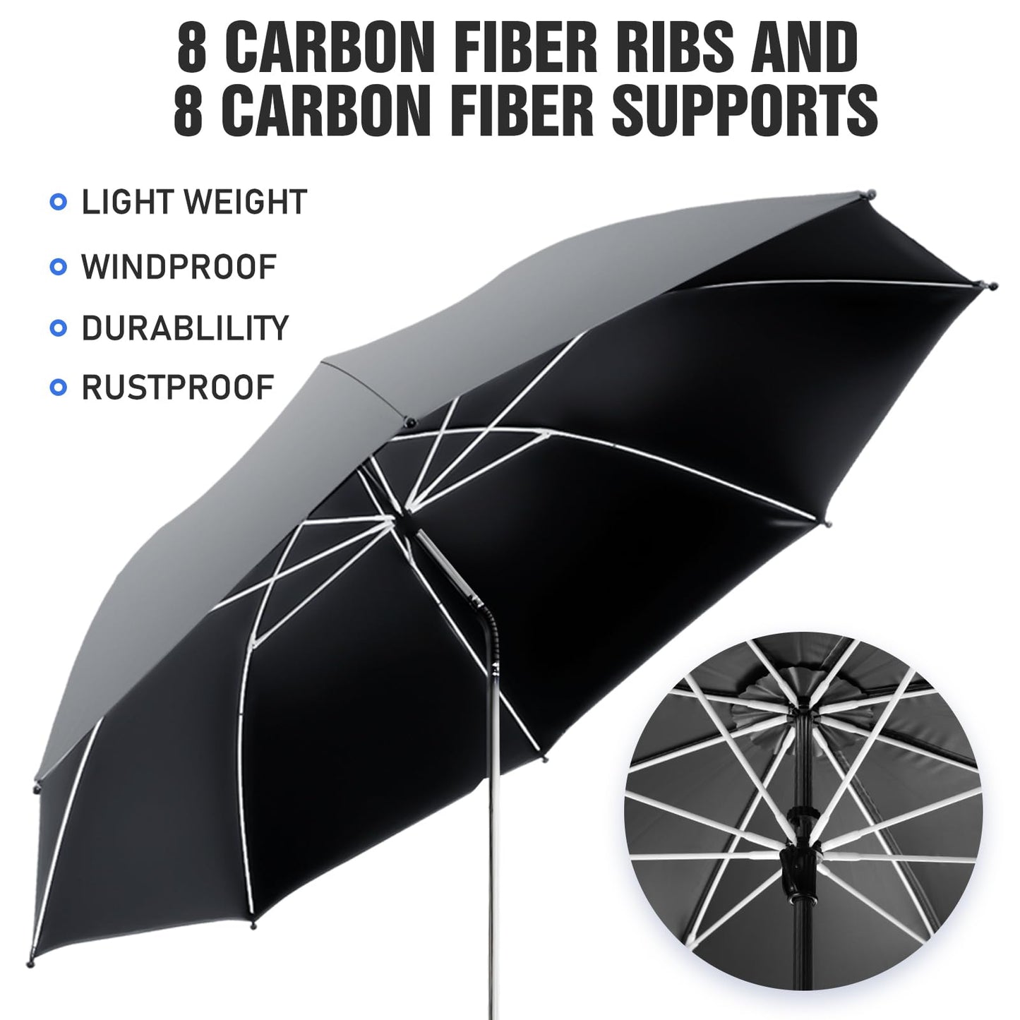 NBtoUS 2 PACK Chair Umbrella with Clamp, 360 ° Adjustable, UPF50+ Sunshade for Beach Chair, Patio Chair, Camping Chair, Golf Carts(Grey, Chair Not Included