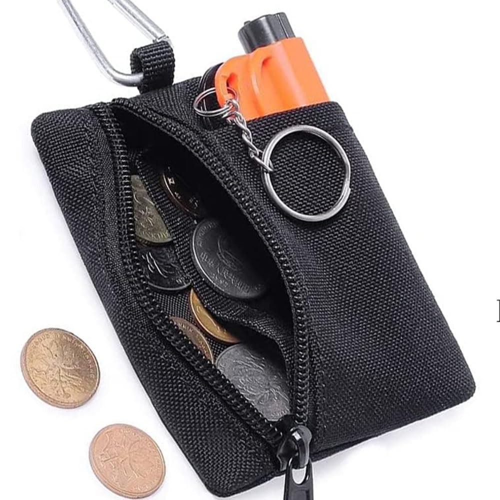 2 Pack Tactical Mini Coin Pouch Military Compact EDC Pouch Utility Backpack Accessories Bag Purse Key Small Tool Earphone Credit Card Holder Sport Waist Pack (Black 1)