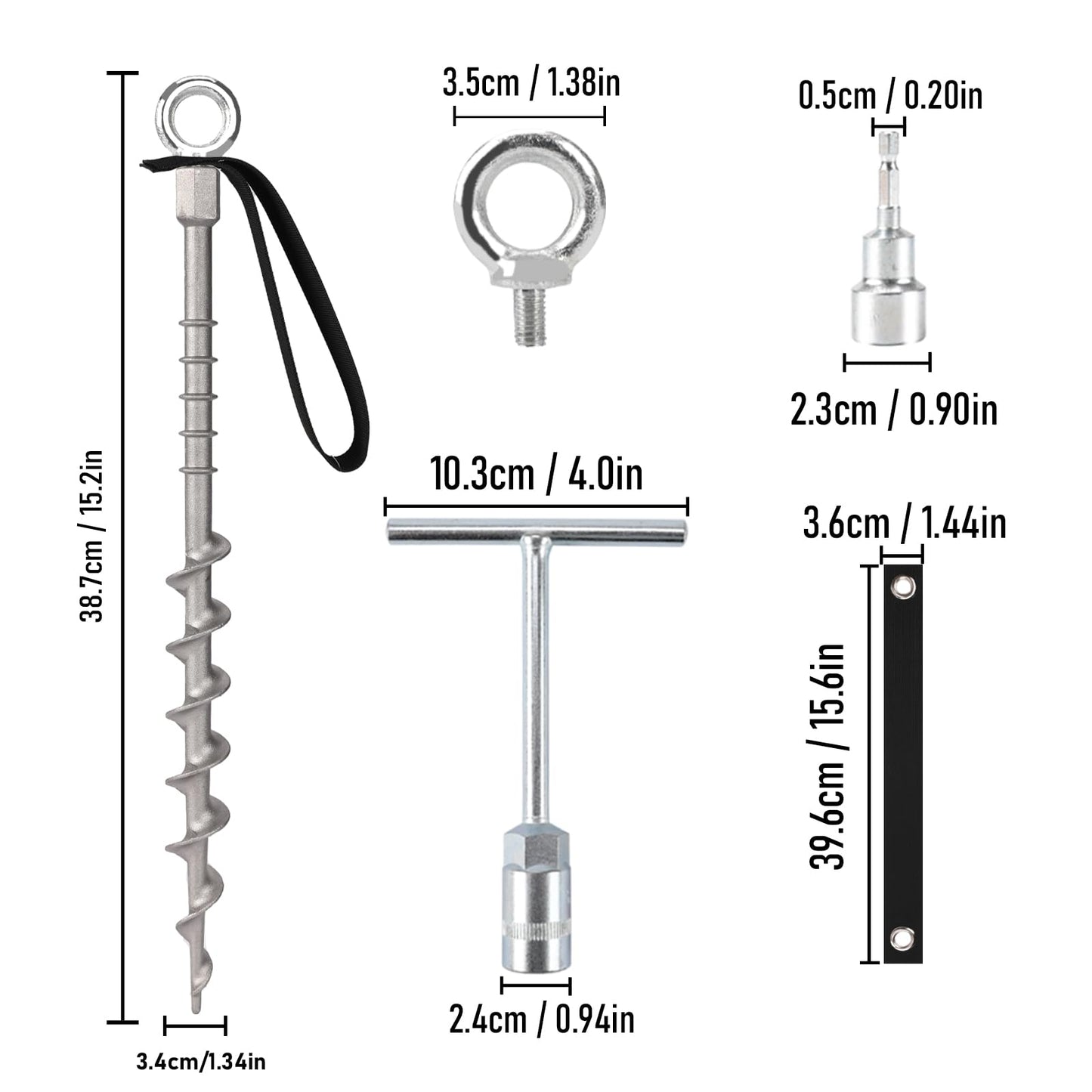 Keltrion 8 PCS Screw in Tent Stakes for Women Men Ground Anchors for Sand, Trampolines, Camping - Aluminium Heavy Duty Rust Prevention Pegs Spikes Drillable Threaded Anchor Stake - Silvery 14 inch