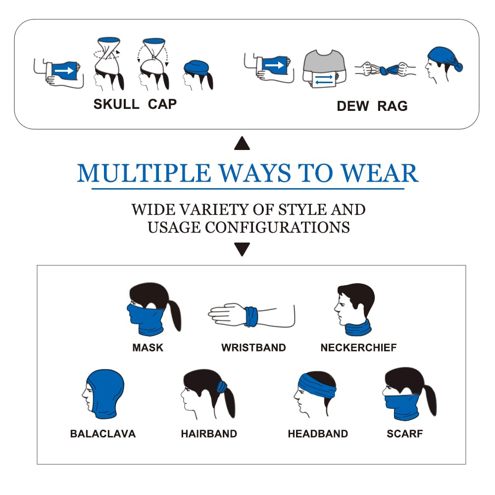 EAZZEA 9-Pack Balaclava Face Mask for Men & Women - UV Protection Neck Gaiter, Multi-Use Cycling Mask & Breathable Headband