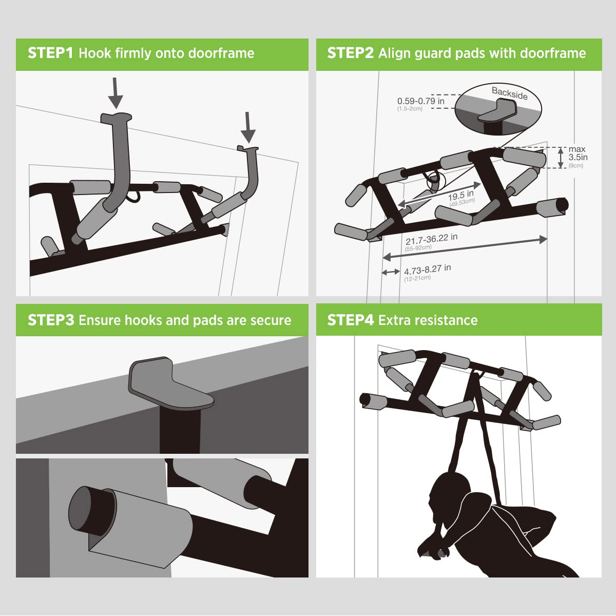 KAKICLAY 2025 Upgrade Multi-Grip Pull Up Bar with Smart Larger Hooks Technology - USA Original Patent, Designed, Shipped, Warranty
