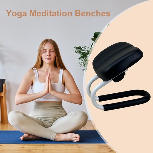 Meditation Bench - Metal PU Meditation Stool | Meditation Bench with Non-Slip Base | Metal Frame Kneeling Bench | Portable Chair Accessories for Hip Support and Relaxation