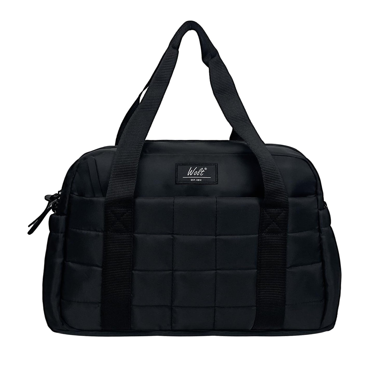 WOLT Small Gym Bag for Women, 14 inch Lightweight Gym Duffle Bag with Wet Compartment Quilted Tote for Sports Workout, Black