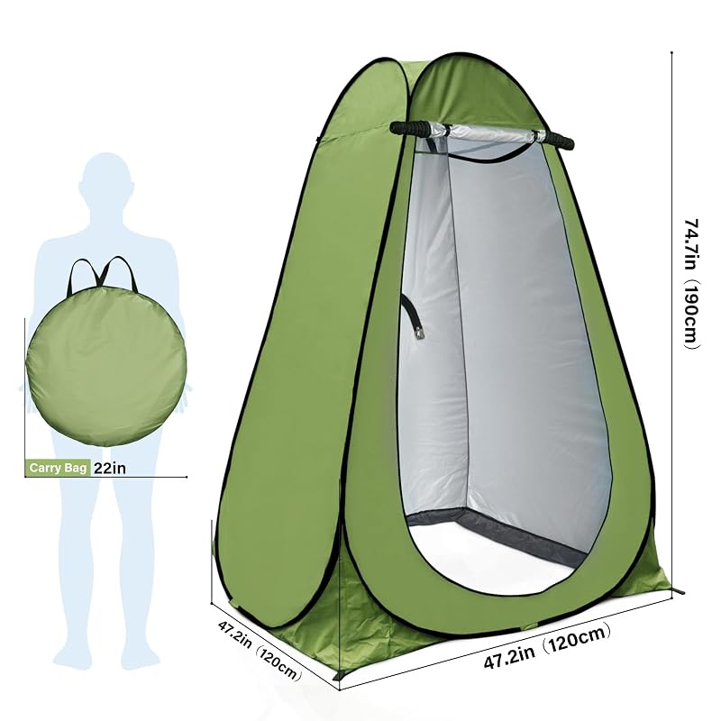 Pop Up Privacy Shower Tent - Portable Outdoor Dressing Room with UPF40+ Waterproof Army Green