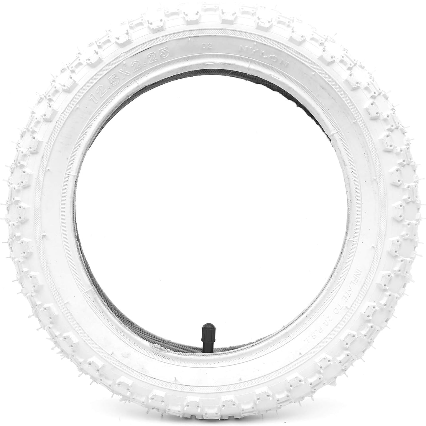 (2 Sets) 12” x 2.125 Kids Bike Replacement White Tires and Tubes - Compatible with Most 12”-12.5” Kids Bikes Like RoyalBaby, Schwinn, and Dynacraft - Made from BPA/Latex Free Butyl Rubber