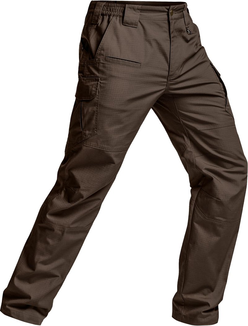 CQR Men's Tactical Pants, Water Resistant Ripstop Cargo Pants, Lightweight EDC Work Hiking Pants, Outdoor Apparel, Raider Mag Pocket Dark Brown, 38W x 32L