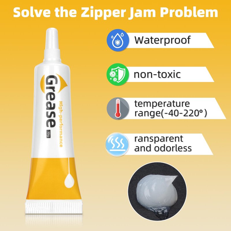 Zipper Lubricant 5 Pack with 2 Brushes – Clear Waterproof Zipper Grease for Metal & Plastic Zippers, Ideal for Wetsuits, Tents, Backpacks, Jackets & Outdoor Gear