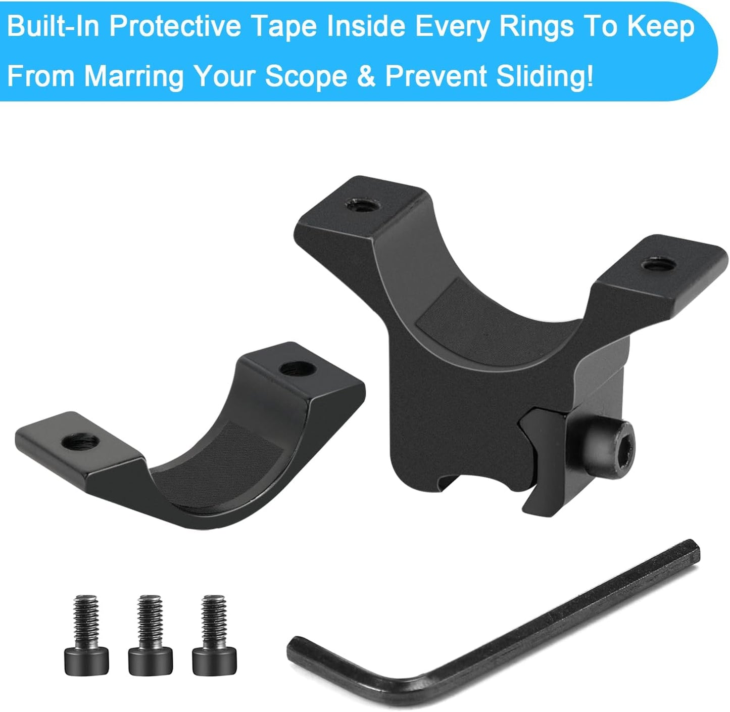 1'' Dovetail Scope Rings, 2 Pack High Profile or Medium Profile 1 Inch Scope Mount Rings for 11mm Dovetail Rails