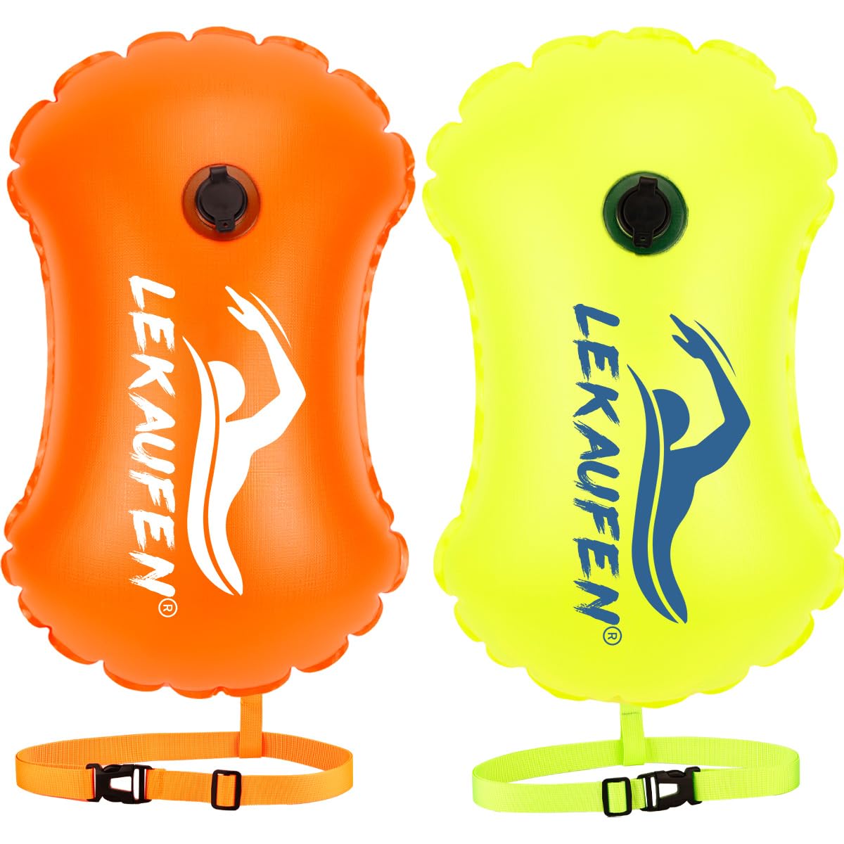 2 Pack Swim Buoy for Open Water, Swimming Safety Float with Adjustable Belt for Snorkeling, Swim Training, Triathletes, Kayaking