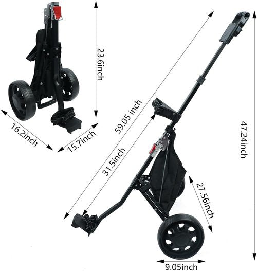 HOW TRUE 2 Wheel Foldable Golf Push Cart Collapsible Golf Trolley Push Pull Golf Cart Golf Hand Cart 2 Wheel Kids Golf cart Golf Bag cart