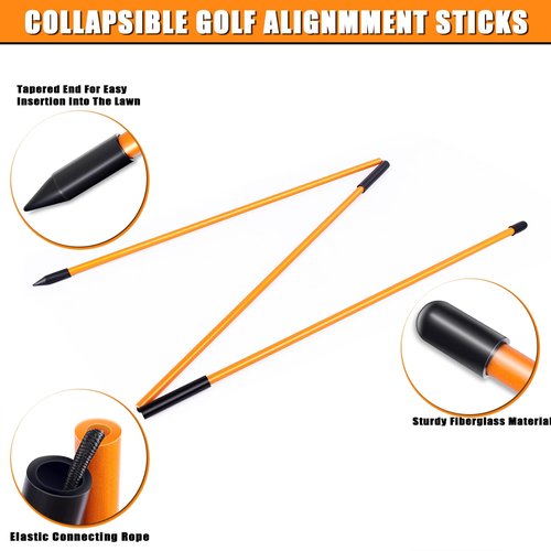 BIRDIEBLAST Professional Collapsible Golf Alignment Sticks, 48" Alignment Golf Stick Ideal for Aiming, Putting and Swing Practice (2)