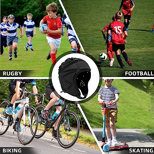 Kids Soft Flag Football Helmet Large Black Adjustable Padded Headgear
