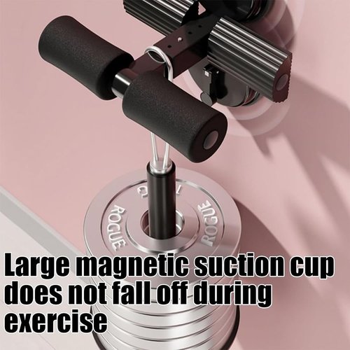 Ab Training Auxiliary Device, Portable Sit Up Exercise Equipment with 2 Strong Suction Cups and Adjustable Foot Holder, Sit Up Bar Foot Holder for Home & Gym, Sit-Ups & Core Exercises (Pink)