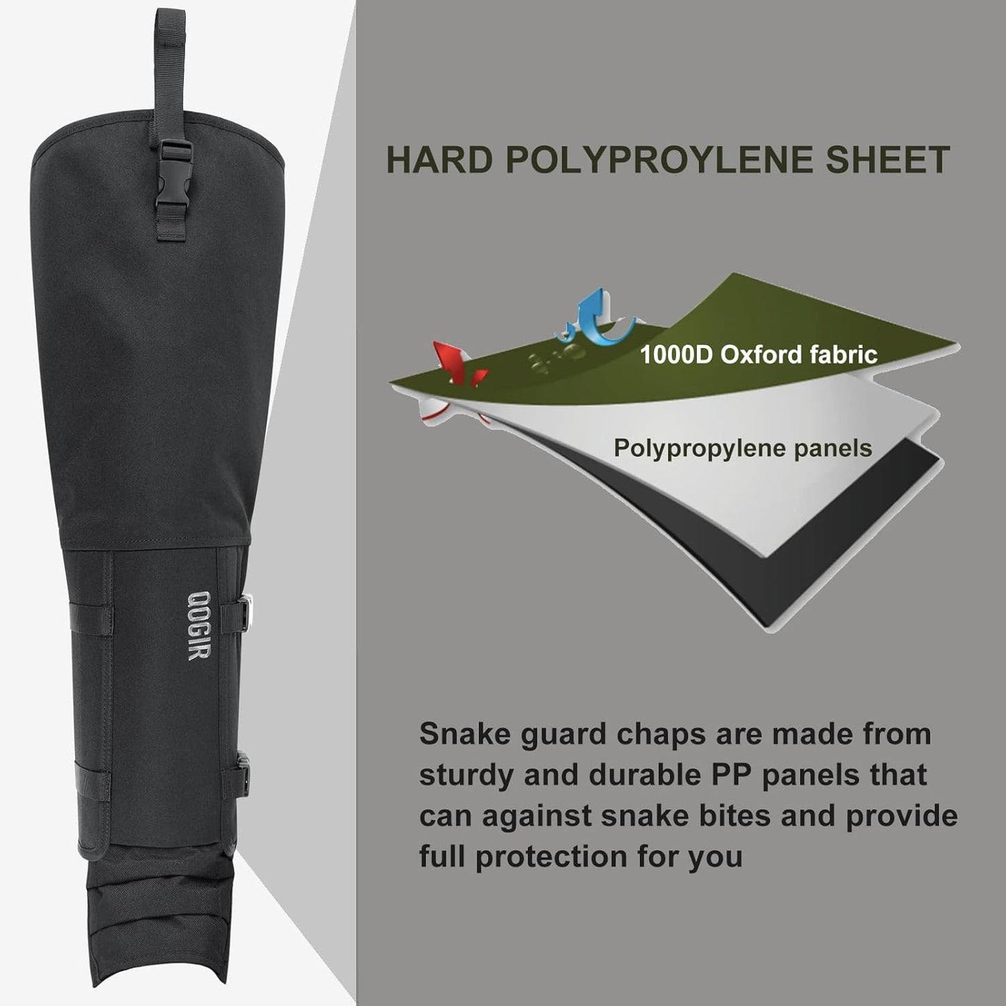 IceBlade Snake Chaps, Full Leg Protection from Snake Bites, Waterproof Hunting Gear, Adjustable Size Snake Guard Gaiters for Legs, Briar Thorns, and Brush, Durable Snake Bite Defense