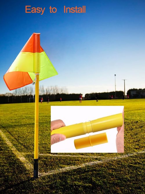 Soccer Corner Flags Set of 4, Playing Field Corner Flags, Soccer Flag Pulling, Soccer Agility Poles, Flag Soccer Football Equipment For Training Turf W/Bright Flags