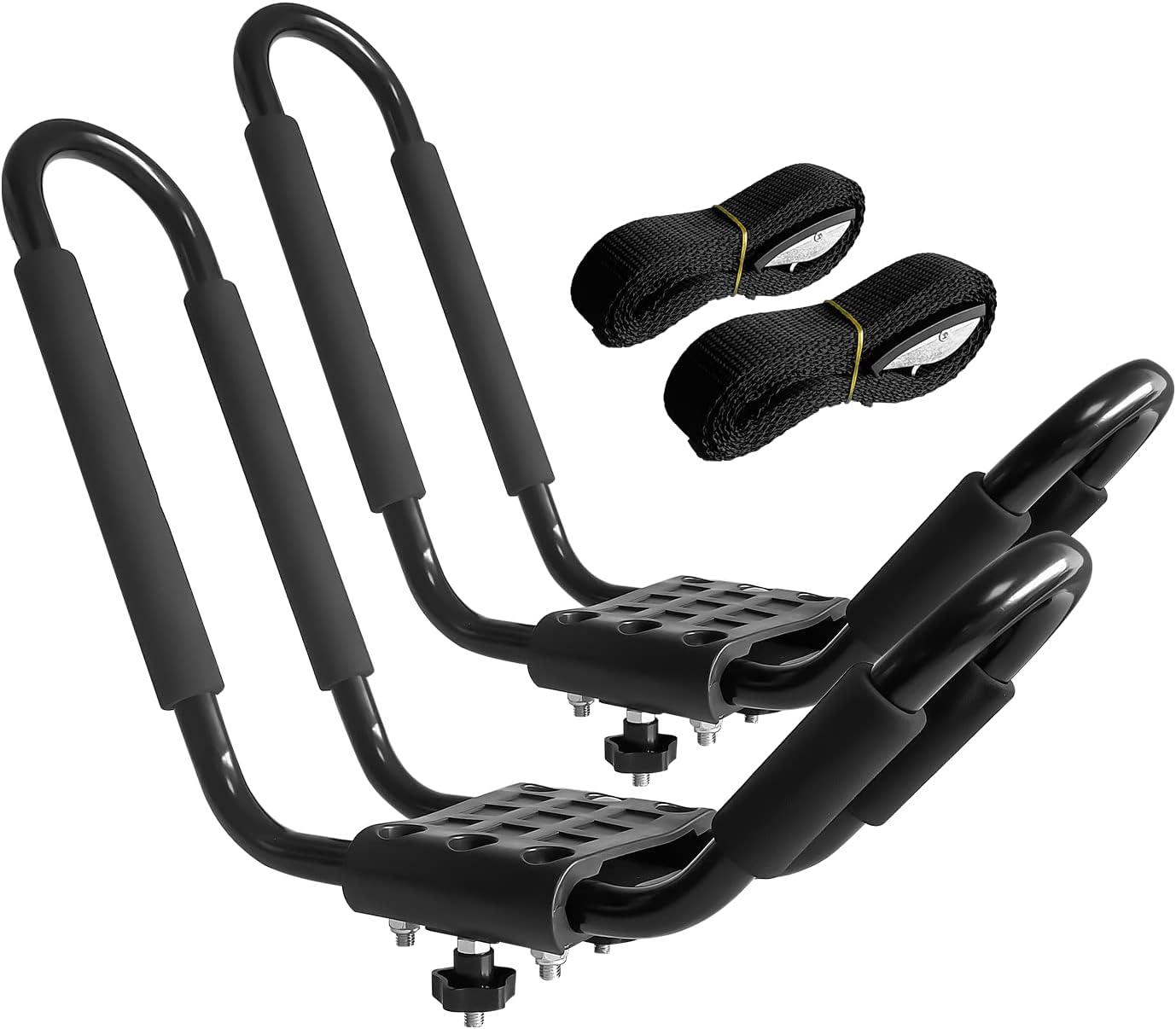 Kayak Roof Rack, 2 Pair J-Bar Roof Rack with 4 Ropes. Heavy Duty Kayak Roof Carrier for Your Canoe SUV and Trucks