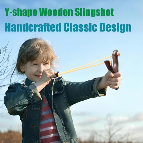 TARANDUS Solid Wooden Slingshot Set – Classic Sling Shot for Outdoor Fun, Hunting, and Catapult Games – Perfect Adults Hunting Gear (Black)
