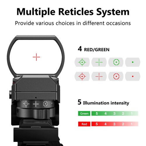CVLIFE 1X22X33 Red Green Dot Sight, Reflex Sight for 20mm Picatinny Rail, Black