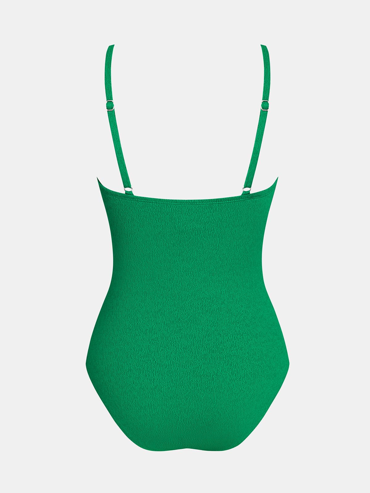 CUPSHE Women's One Piece Swimsuit Bathing Suit V Neck Ruched Adjustable Straps Spaghetti, M Jade Green