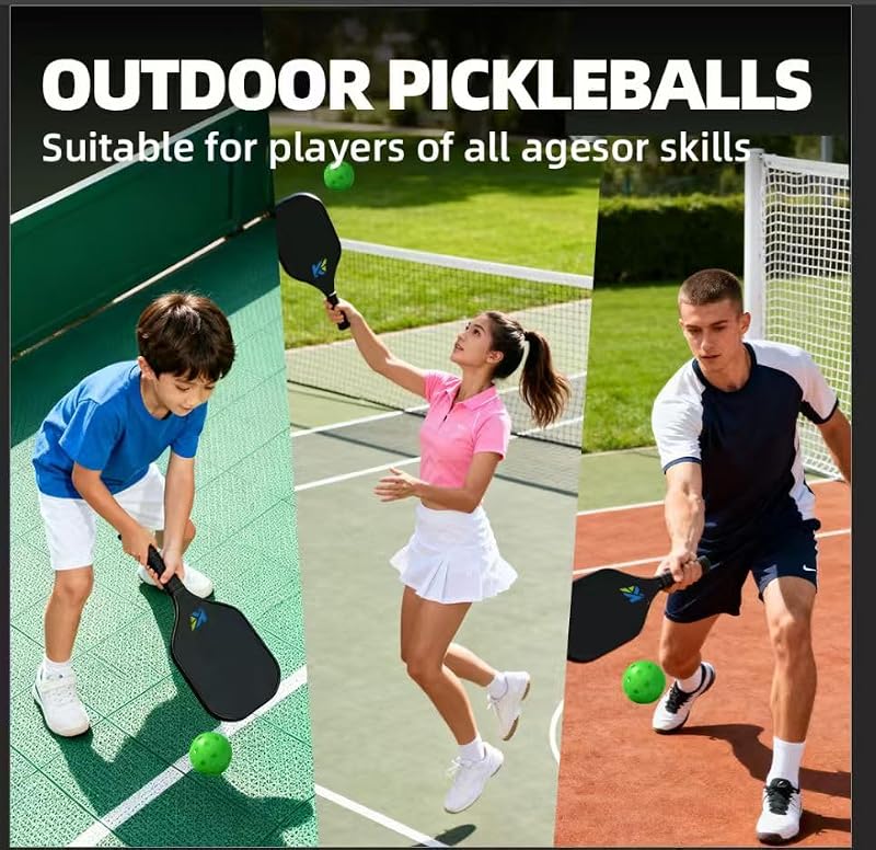 Honeycomb Pickle Balls Outdoor 40 Holes - Fluorescent Green Mint Green 6 Pack - USAPA Approved Tournament-Quality Sports Equipment