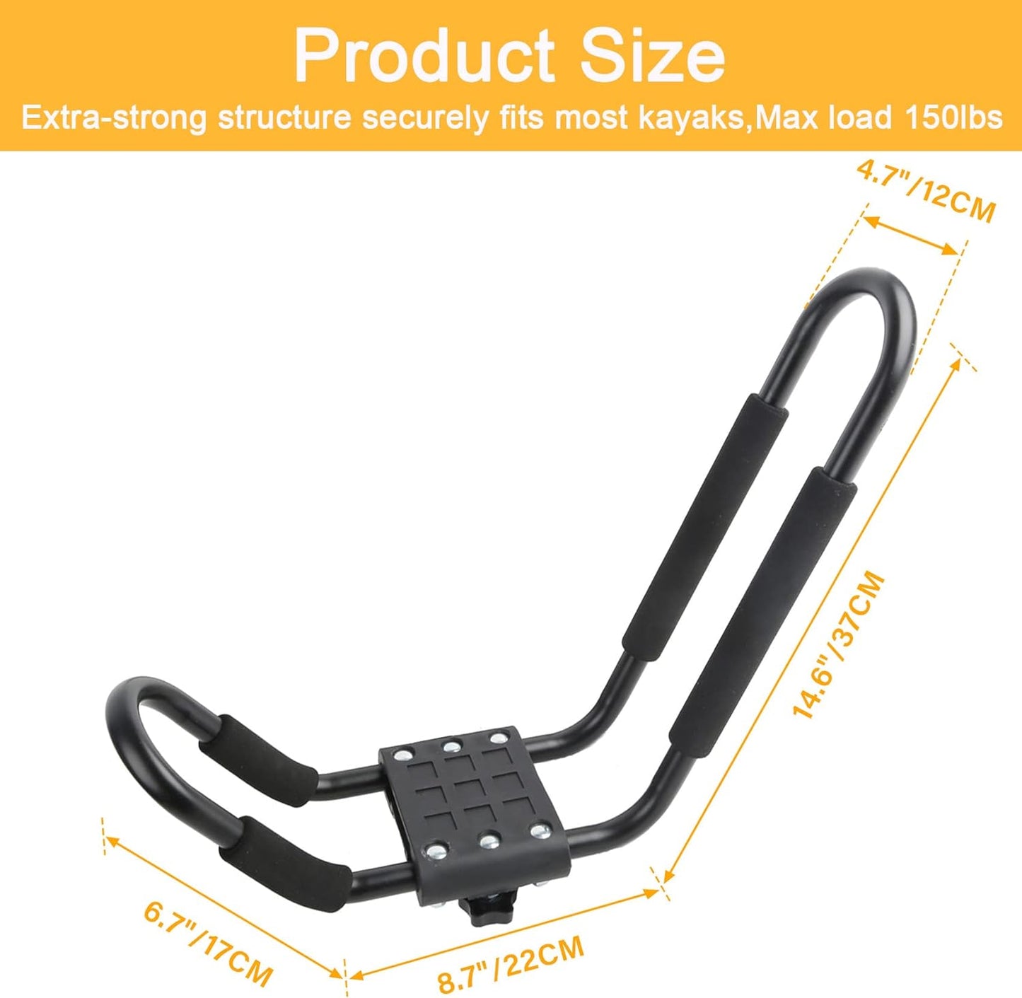 Kayak Roof Rack 2 Pairs J-Bar Carrier Holder for Canoe, SUV, Cars, Truck, Surf Ski, Car Top Mount Racks for Trip, Set of 4