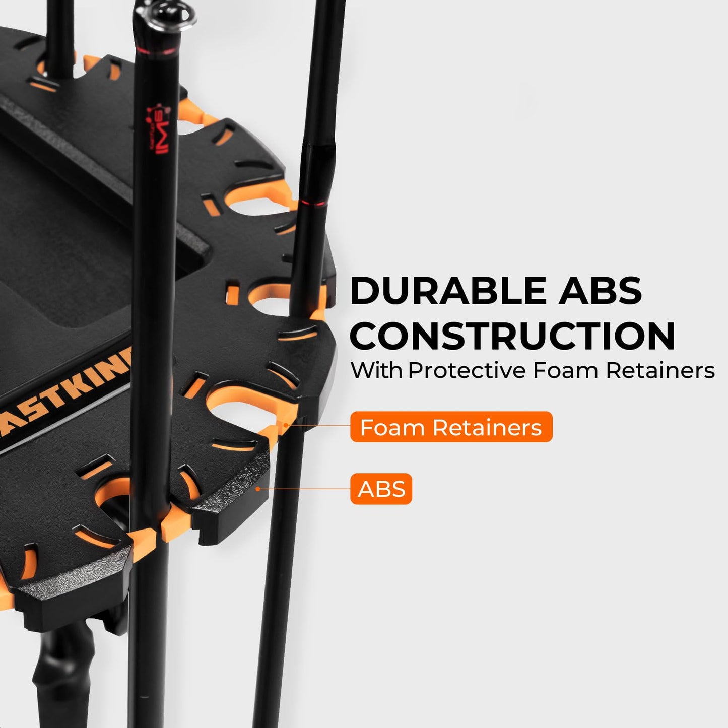 KastKing V16 Fishing Rod Rack With Rotating Base- Fishing Pole Rack Holds Up to 16 Fishing Rods or Combos, Lightweight and Durable ABS Construction, Space-Saving Fishing Rod Holders for Garage