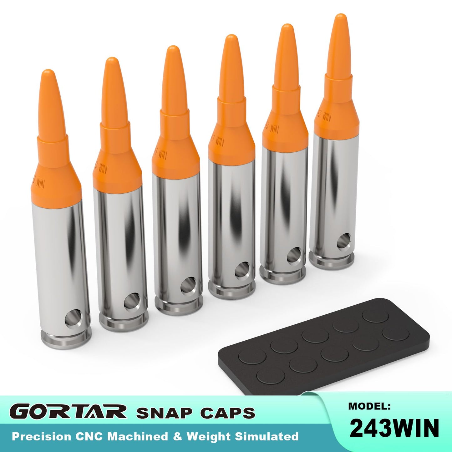 GORTAR 243 Win Snap Caps Training Dummy Rounds Practice Safe Loading Firing Close to Real Weight -6 Pcs