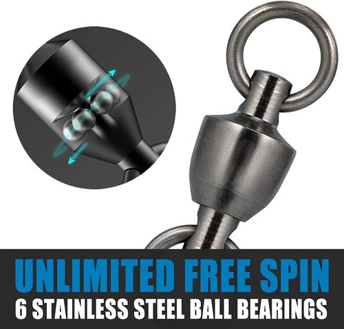 Dr.Fish 20 Pack Ball Bearing Fishing Swivels, Swivels Fishing Tackle Saltwater, Freshwater Stainless Heavy Duty Lure Leader Line Connector #0