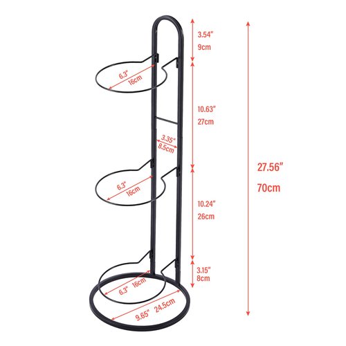 Tiita Basketball Ball Storage Rack, 3-Tier Garage Sport Equipment Organizer, Freestanding Ball Storage Holder Removable Vertical Display Stand for Volleyball, Soccer, Football & Basketball