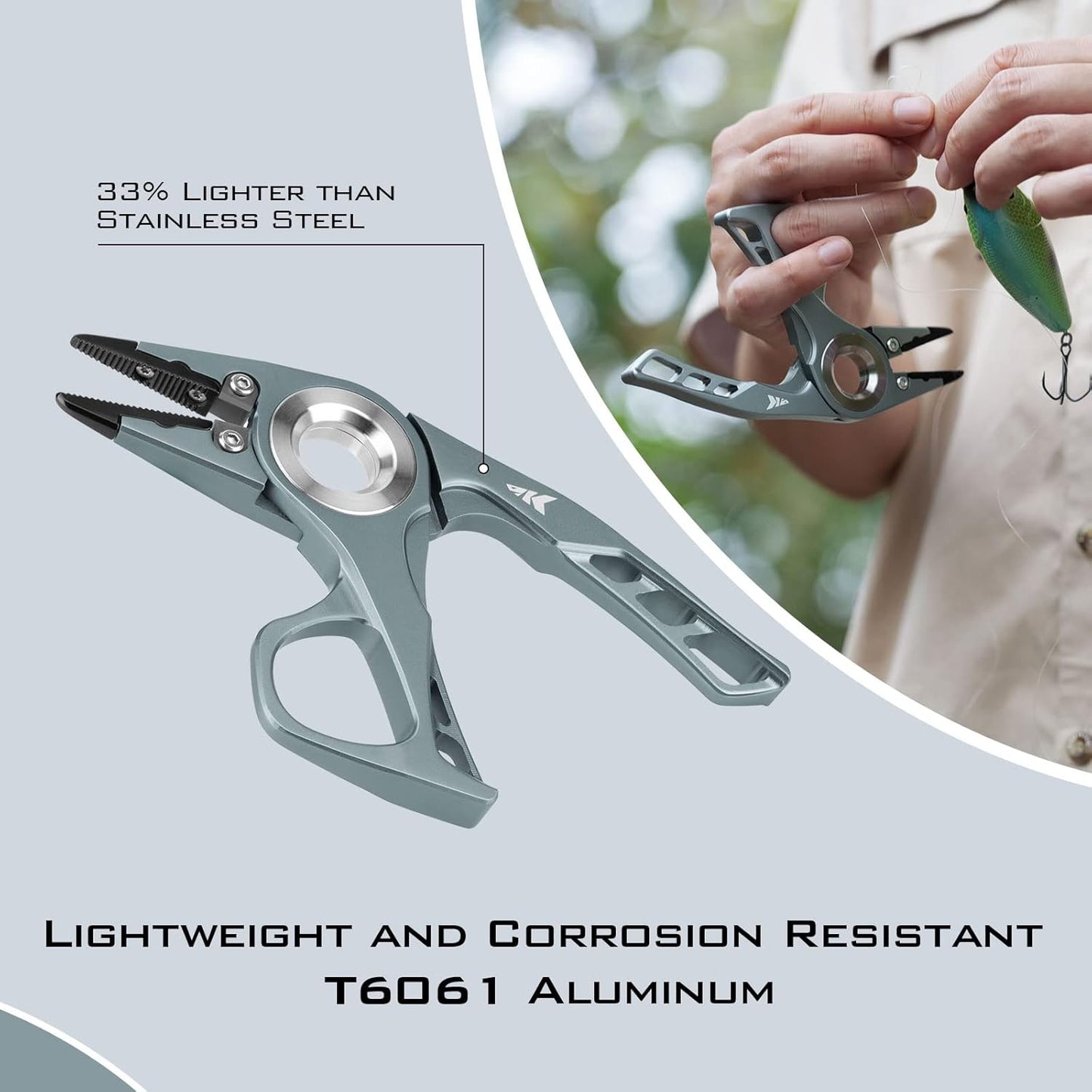 KastKing Micro Gila Fishing Pliers, Integrated Finger Hole, Aircraft Grade Aluminum, Fishing Tools, Saltwater Resistant Fishing Gear, Tungsten Carbide Cutters, Burt Orange
