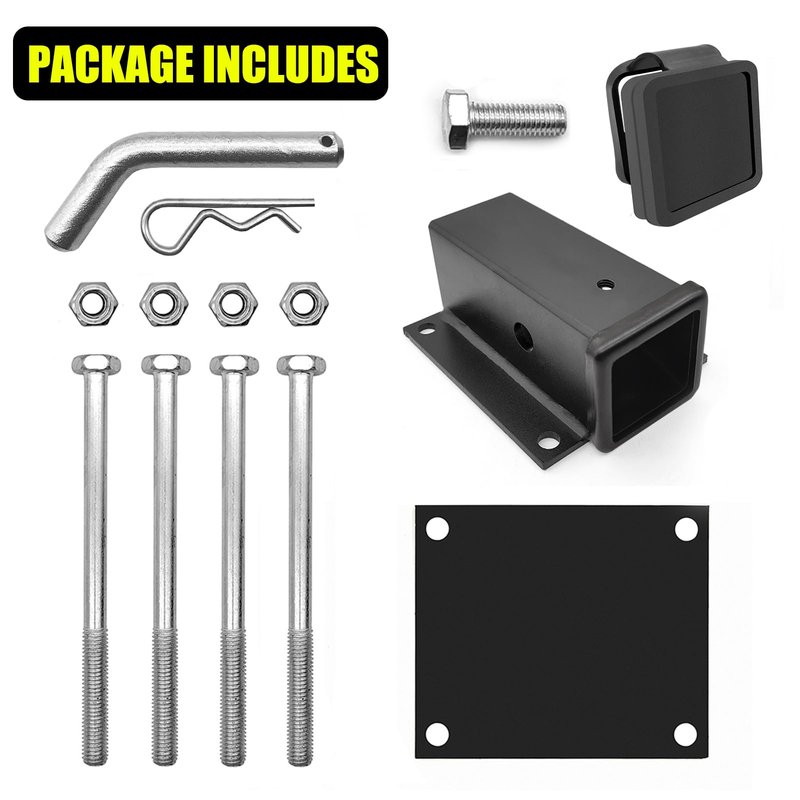 KAIRAY Bolt-on RV Bumper Hitch Receiver Adapter for 4-4.5'' Beams,2'' Receiver Opening, Trailer Rear Bumper for Camper Bike Racks Cargo Carriers