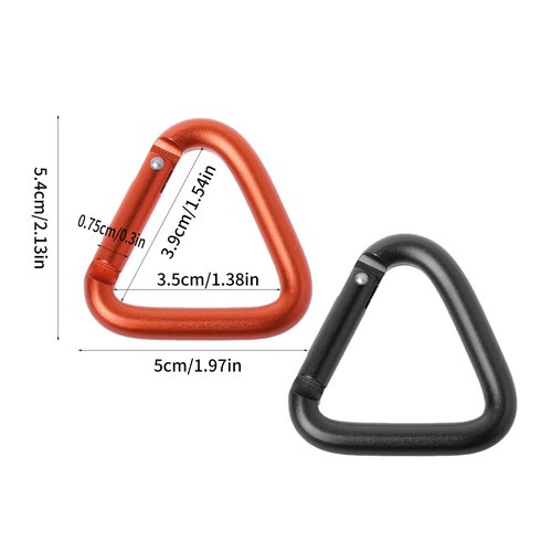 Carabiner Clip Triangular Climbing Buckle Aluminum Alloy Heavy Duty Locking Hook for Camping Fishing Hiking Traveling