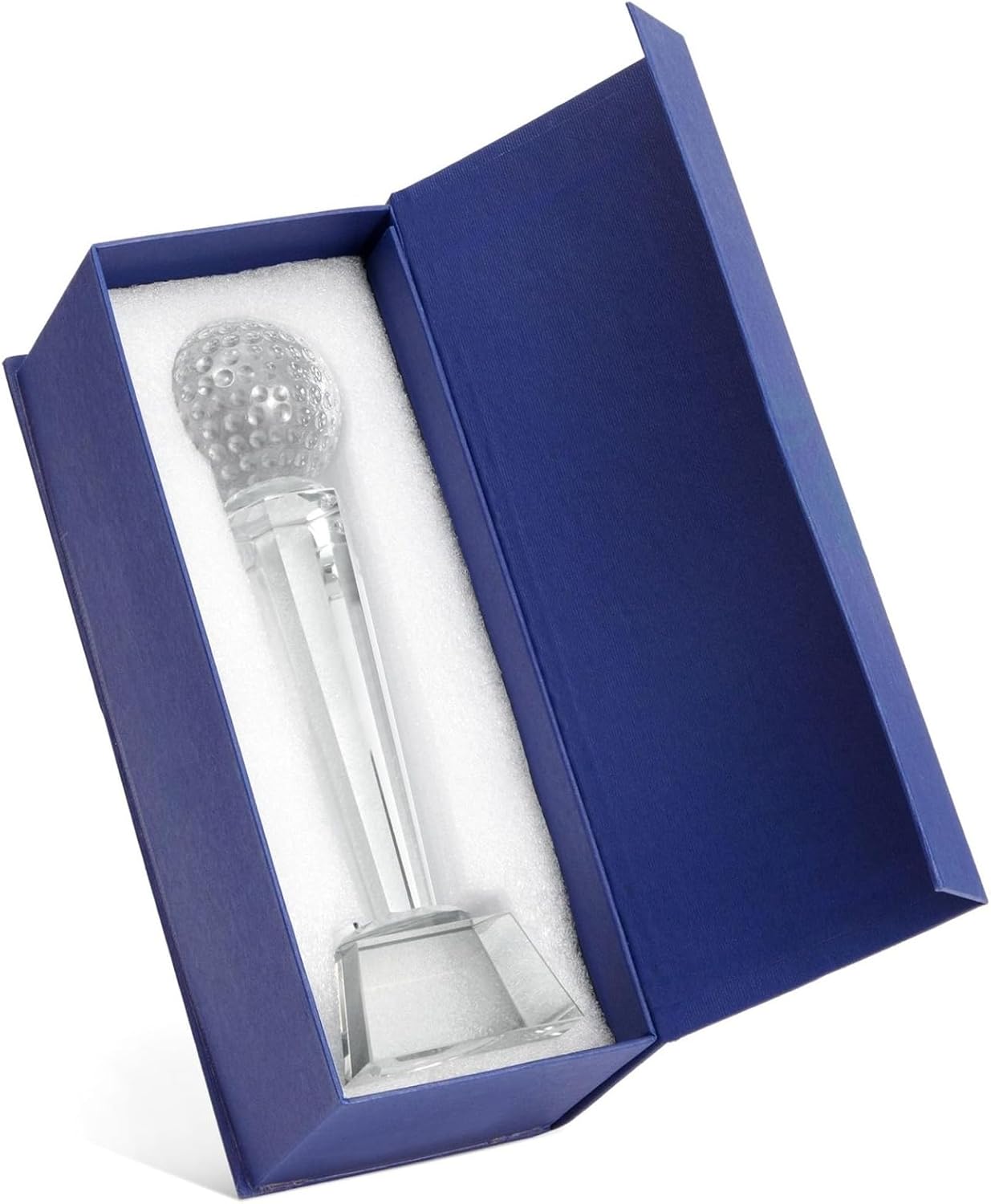 Juvale Crystal Glass Golf Trophy with Elegant Gift Box for Tournaments, Sports Competitions, Parties, Champion Award, Paperweight for Desktop and Table Decor (9 Inches Trophy Golf)